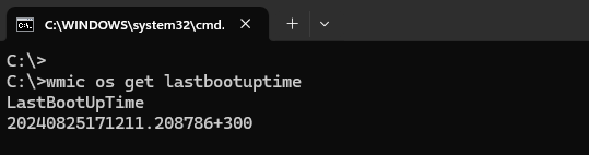 The output of the command wmic os get lastbootuptime - How to check system uptime in Windows