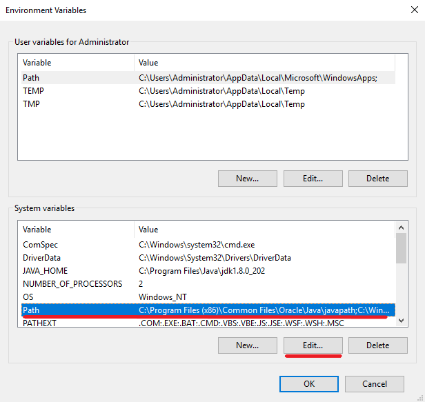 Edit the variable Path