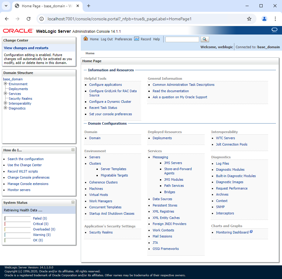 WebLogic Server Administration Console