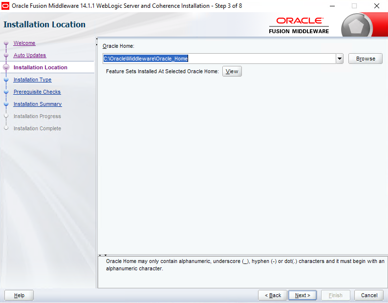 Installation Location - How to install Oracle WebLogic