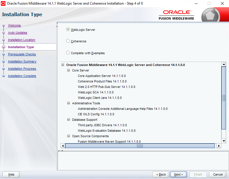 Installation Type - How to install Oracle WebLogic
