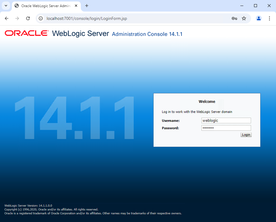 Log in using weblogic username