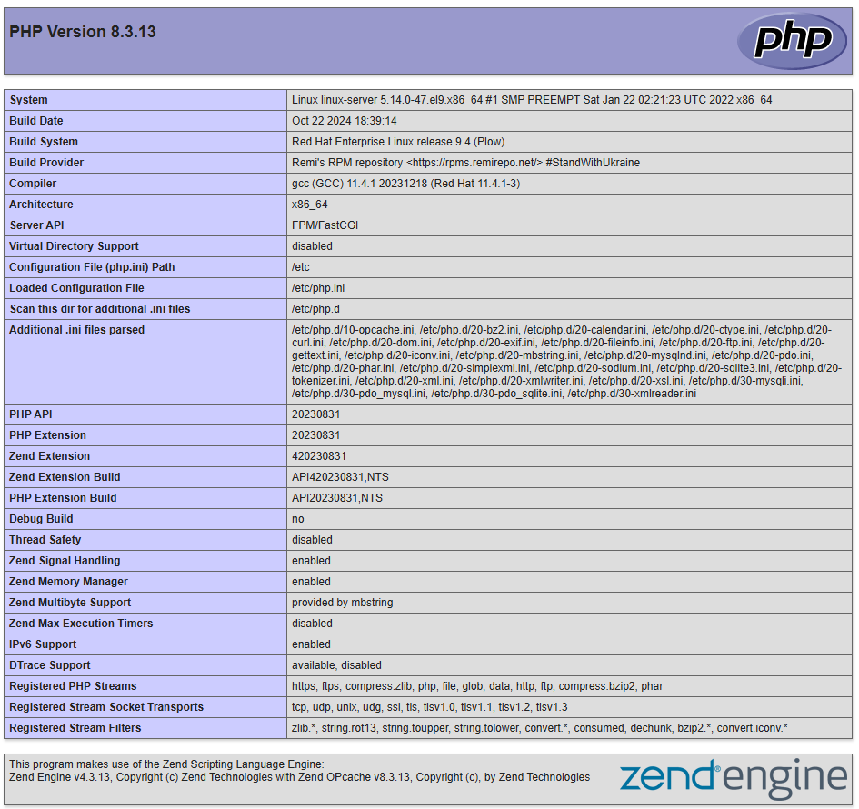 PHP information page - How to Install LEMP on CentOS